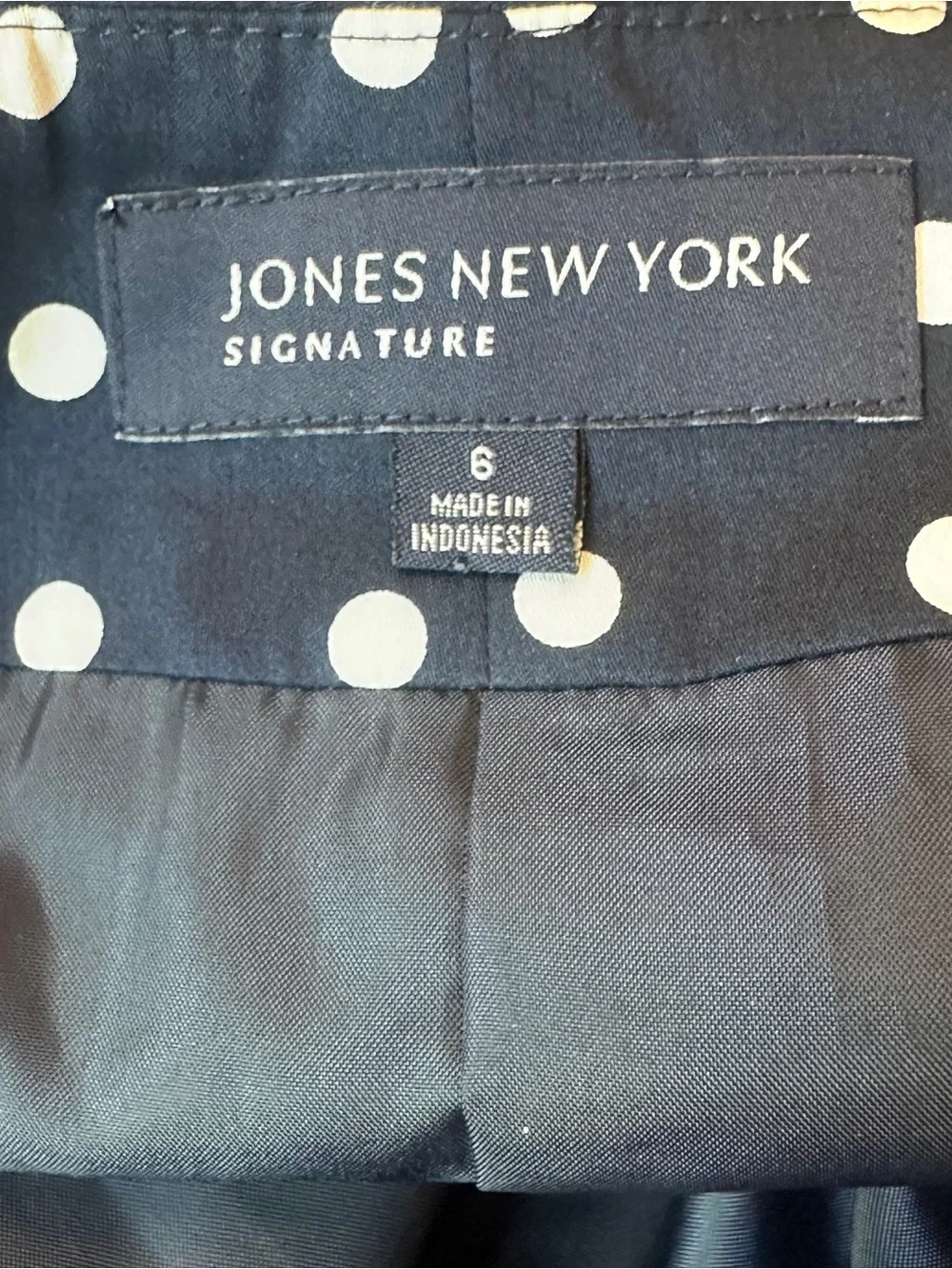 Jones New York Navy and White Polka Dot A-Line Skirt